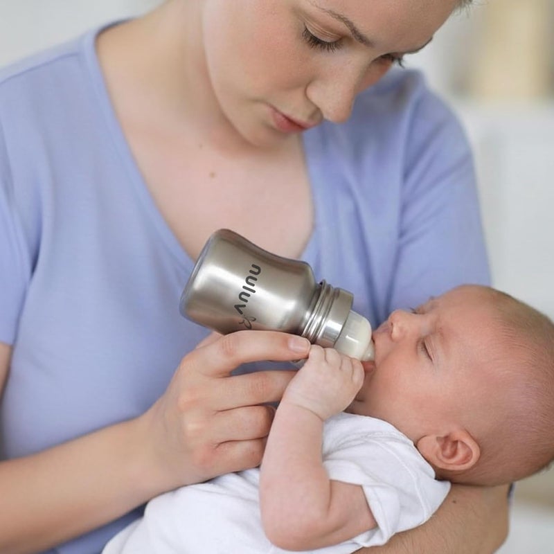 Nuluv Nourish+ Stainless Steel Feeding Bottle 60ml with Anti-Colic Silicone Nipple for 9+ Months Babies - Image 5